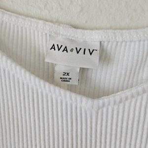 Ava & Viv RIbbed Puff Sleeve Business Shirt